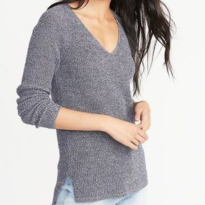 Teal Old Navy Shaker-Stitch V-Neck Sweater